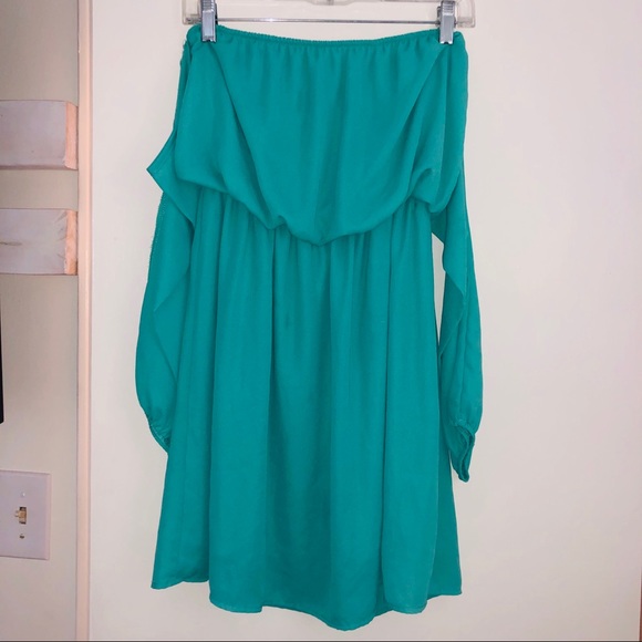 Vijo Couture Size L Turquoise Off The Shoulder - Picture 2 of 6
